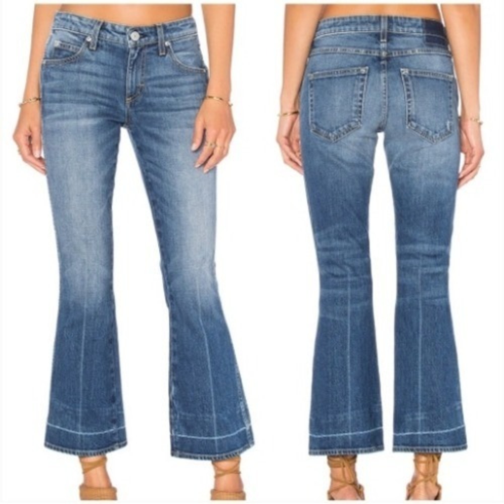 AMO Jane Cropped Jeans In Recess Wash Size 28 Flare Made in USA